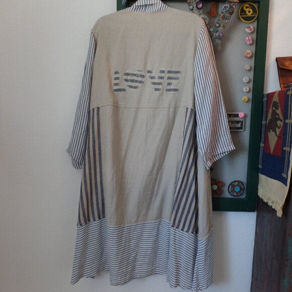 Paper Lace LOVE Kimono Linen Jacket Hi-Lo Shift OS NWOT - Picture 5 of 9